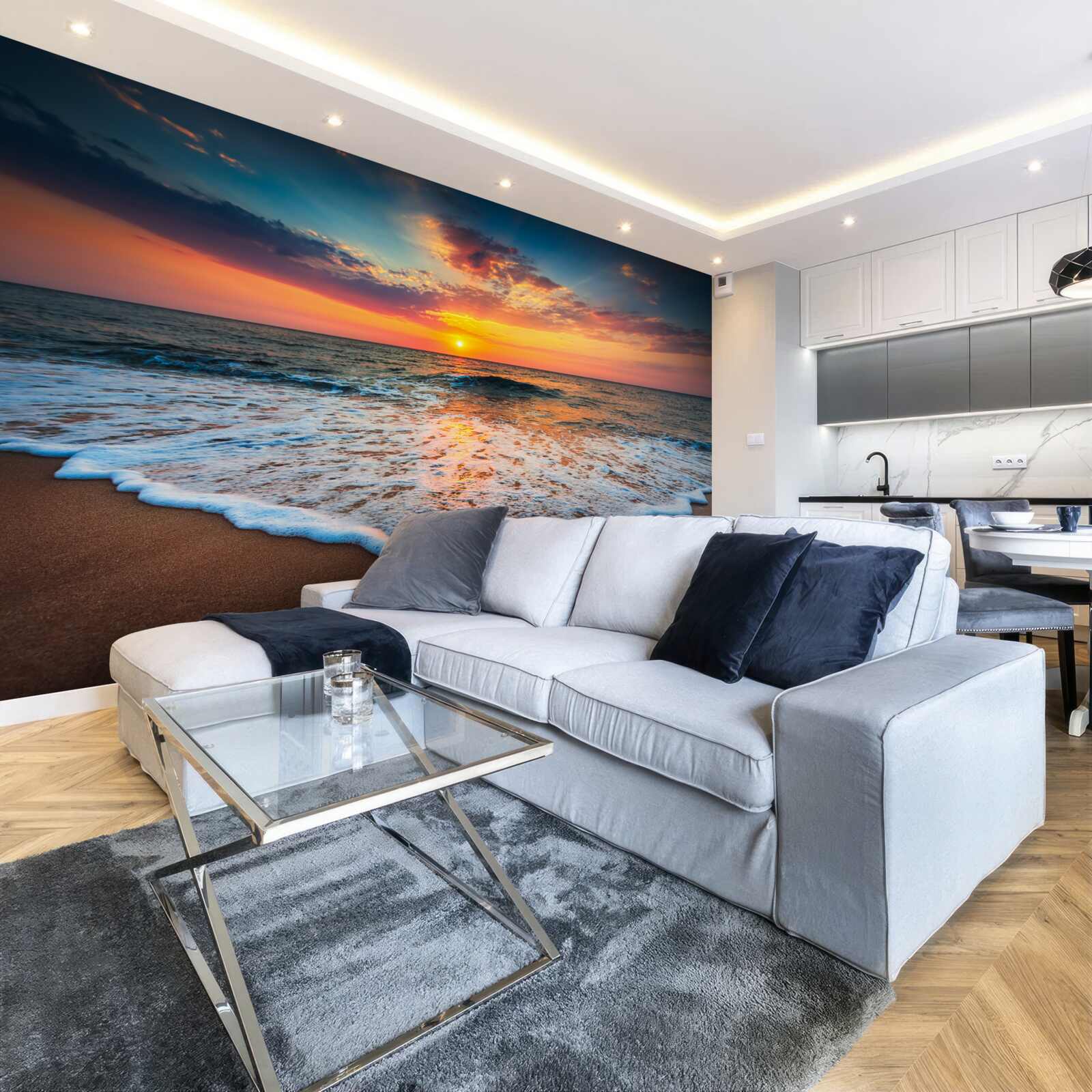 Fototapet ascensiunea fascinantă a soarelui deasupra suprafeței apei