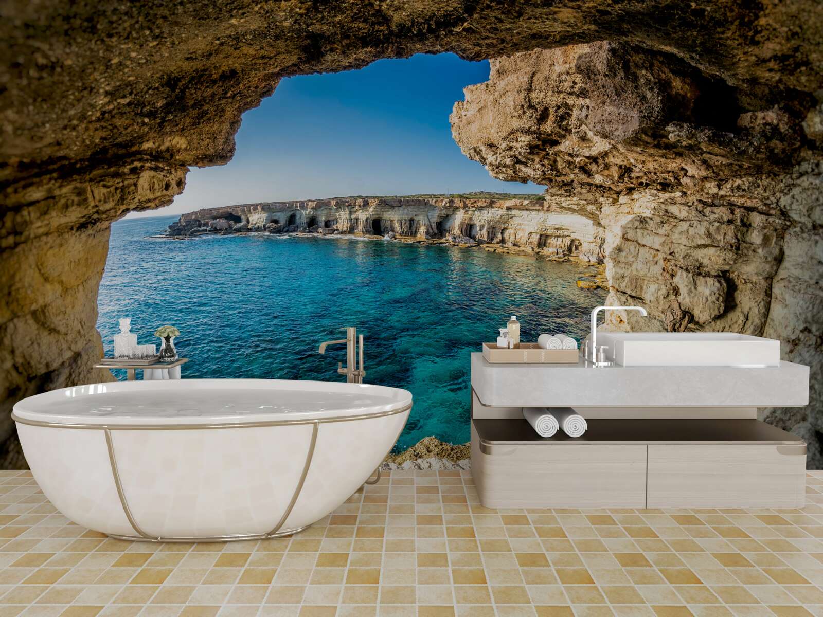 Fototapet peșteri în Cipru care sunt sub apă