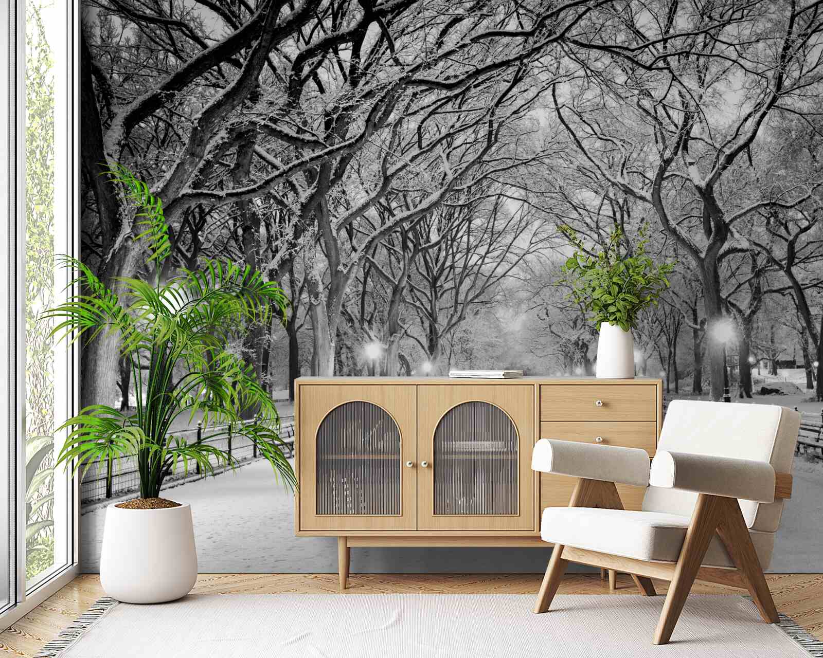 Fototapet Cărare înzăpezită între copaci