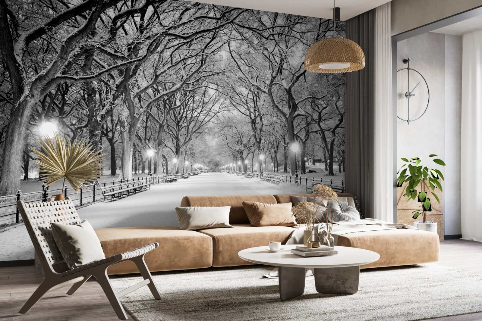 Fototapet Cărare înzăpezită între copaci