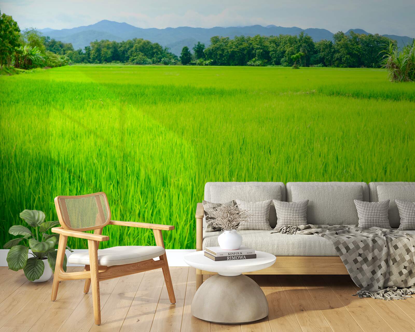 Fototapet Pajiște verde în munți