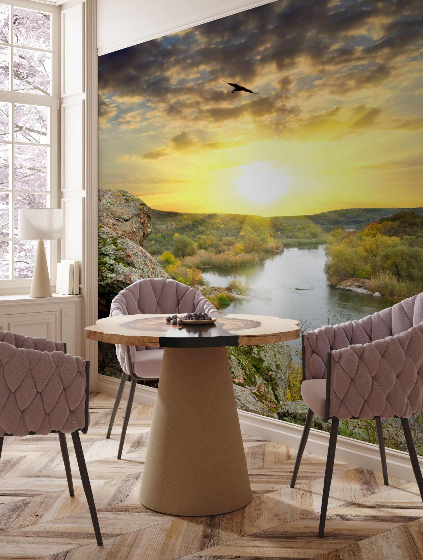 Fototapet soarele de toamnă se transformă într-un apus de soare răcoros