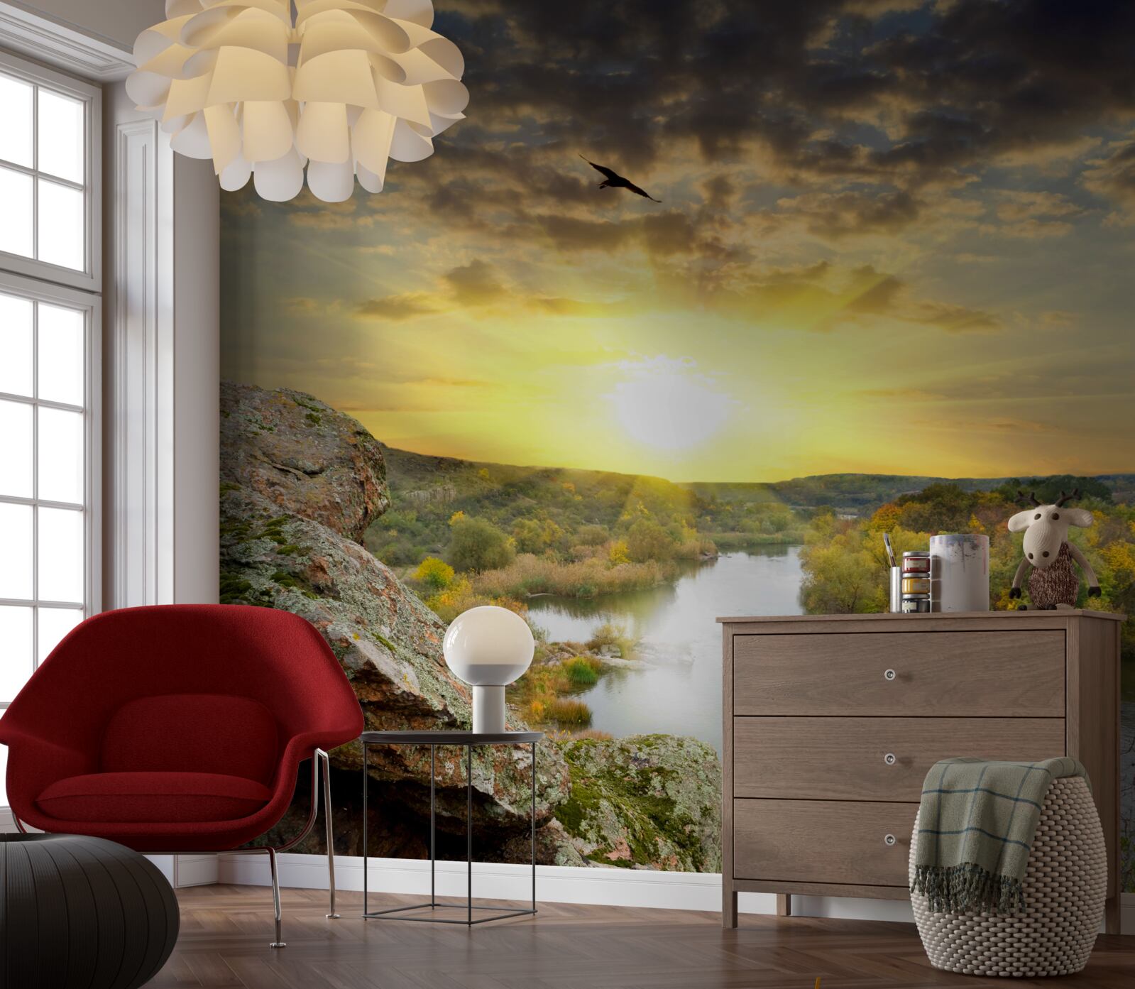 Fototapet soarele de toamnă se transformă într-un apus de soare răcoros