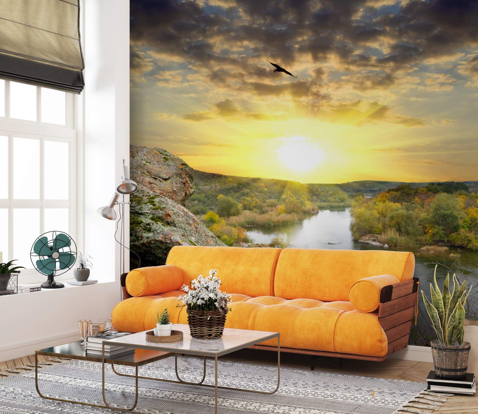 Fototapet soarele de toamnă se transformă într-un apus de soare răcoros