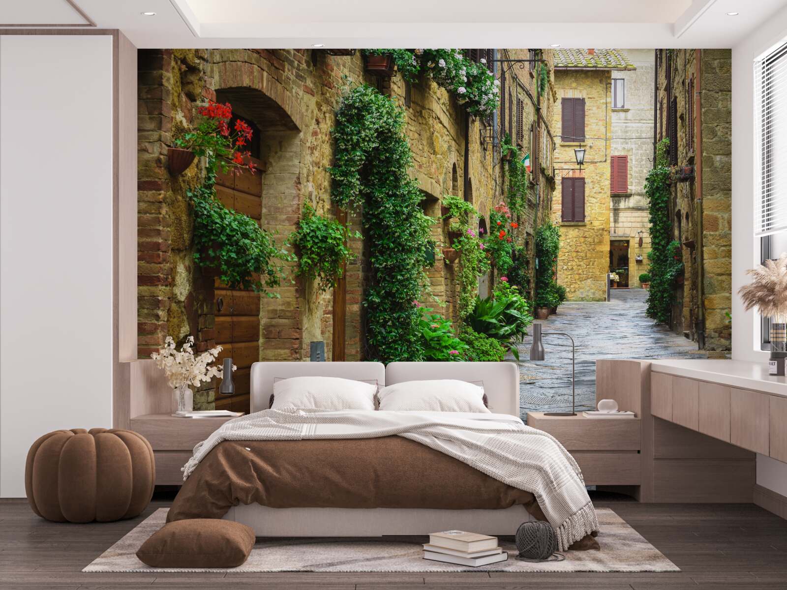 Fototapet stradă istorică înconjurată de verdeață