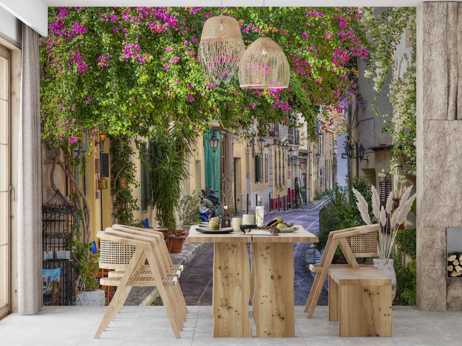 Fototapet strada mângâiată de verdeață pitorească creează cu pricepere o atmosferă de confort