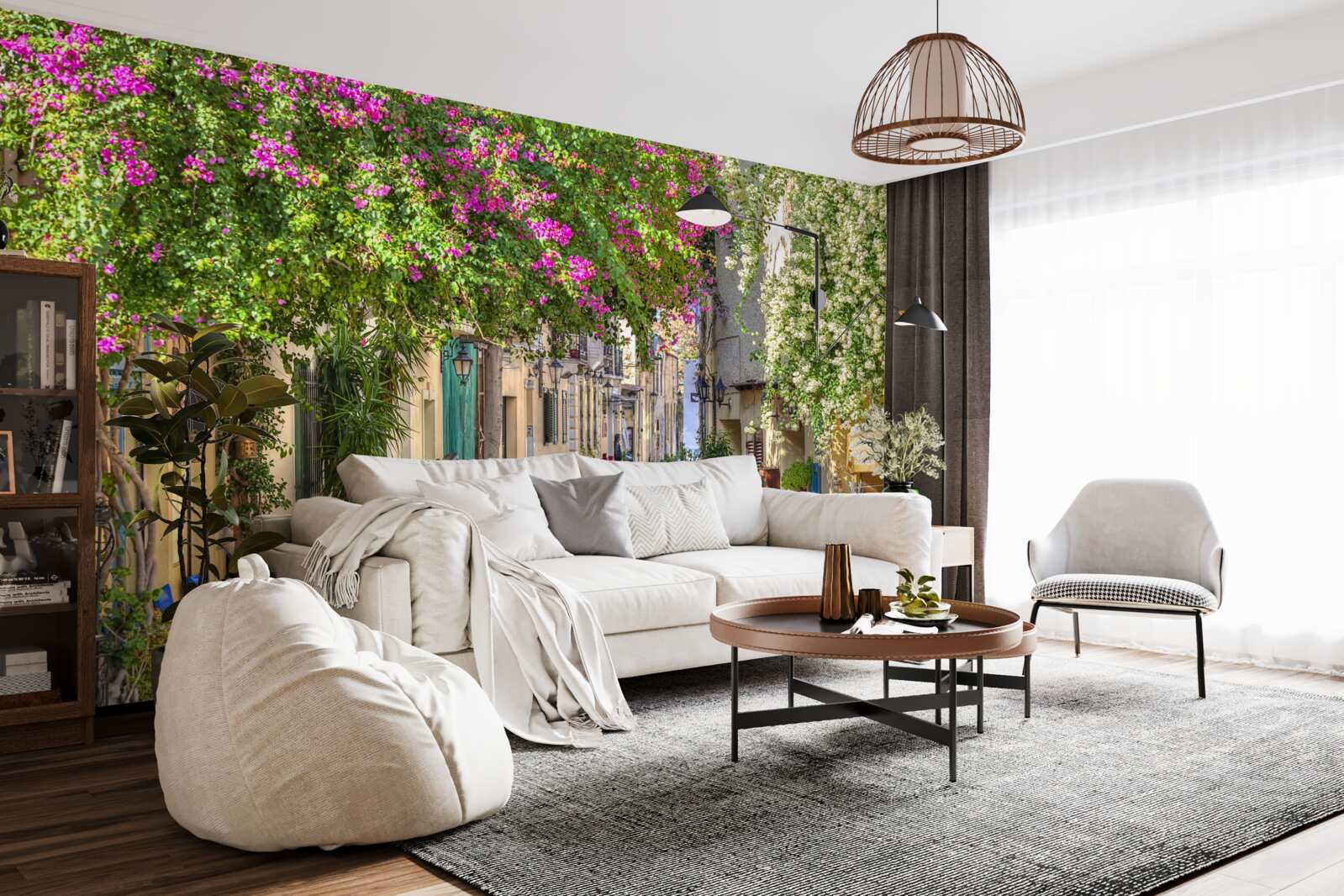 Fototapet strada mângâiată de verdeață pitorească creează cu pricepere o atmosferă de confort