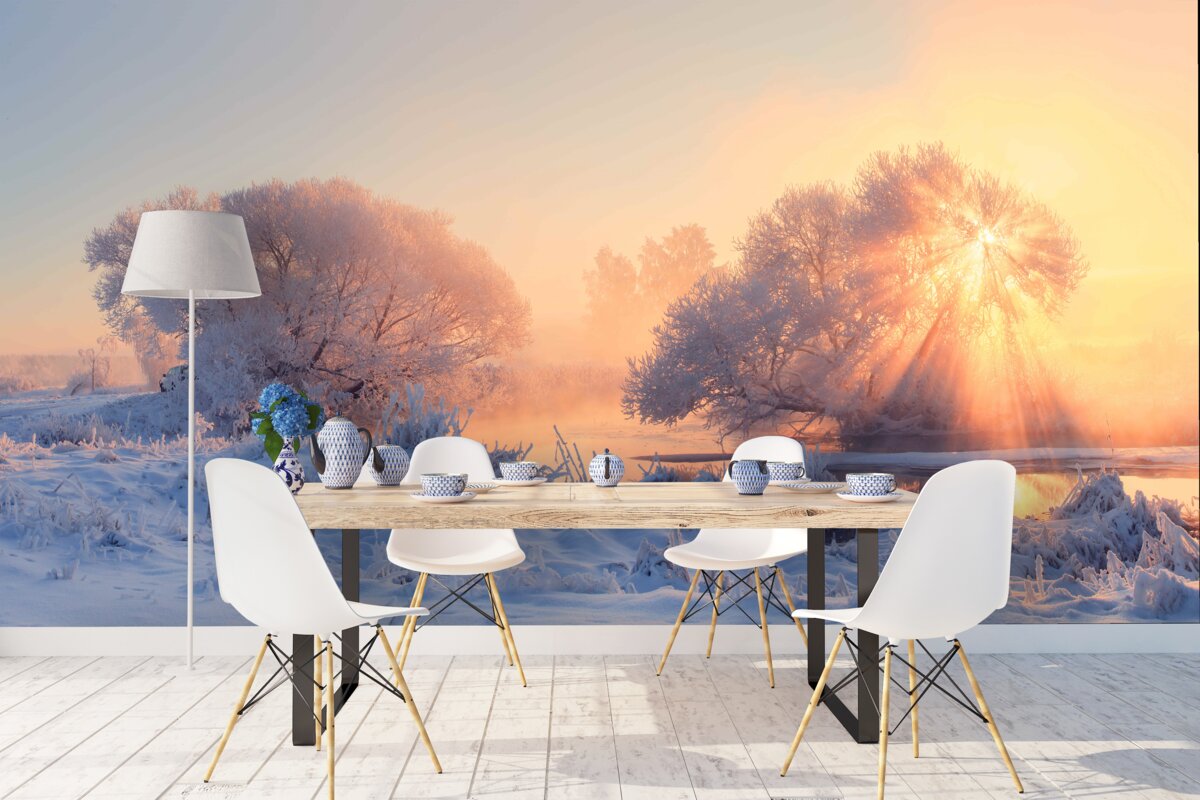 Fototapet dimineață de iarnă în frig