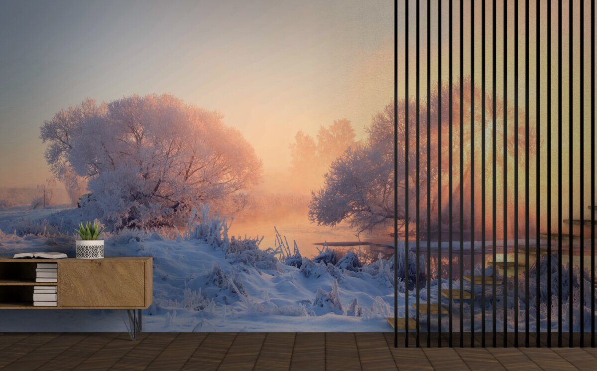 Fototapet dimineață de iarnă în frig