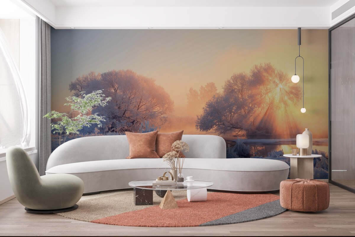 Fototapet dimineață de iarnă în frig