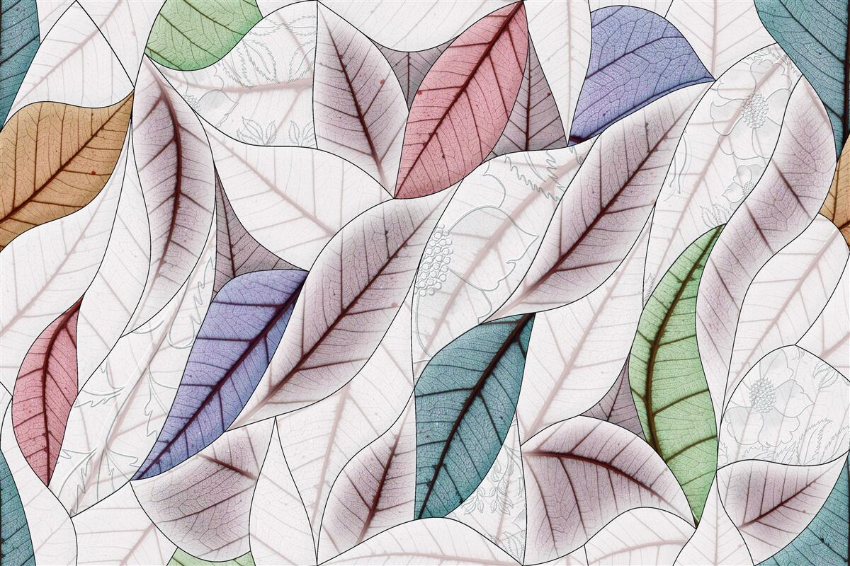 Fototapet pictură abstractă realizată din frunze de toamnă