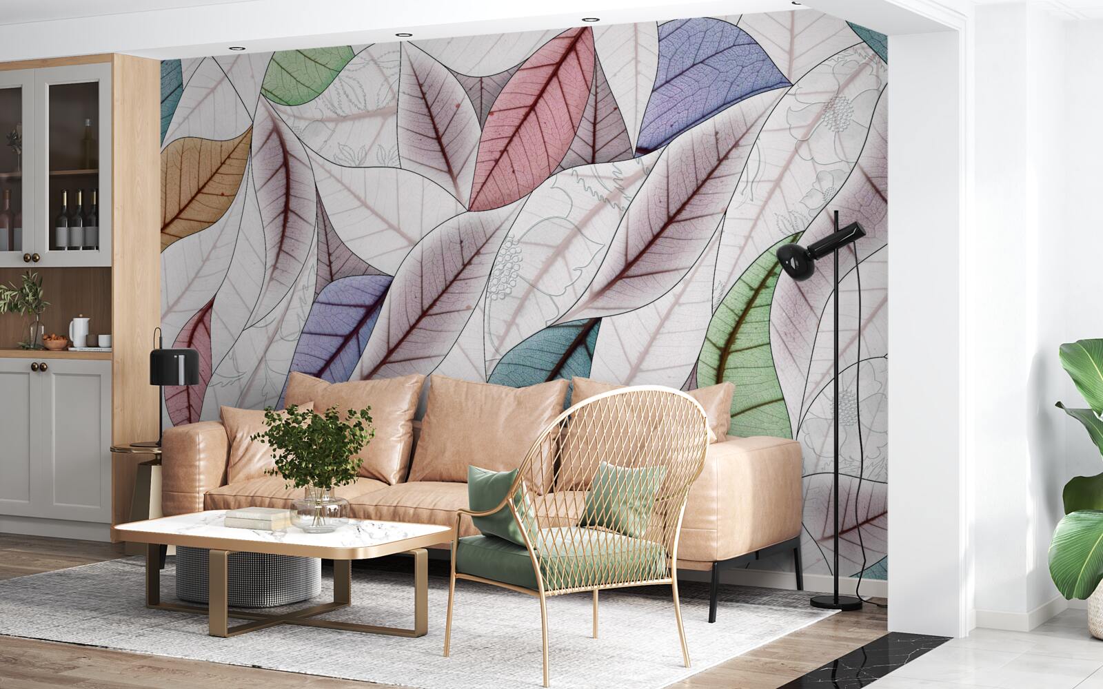 Fototapet pictură abstractă realizată din frunze de toamnă