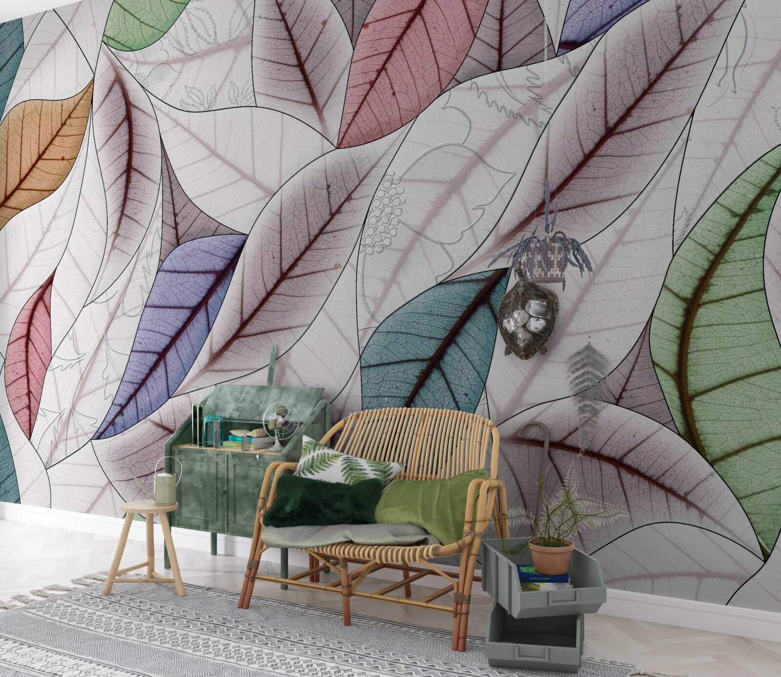 Fototapet pictură abstractă realizată din frunze de toamnă