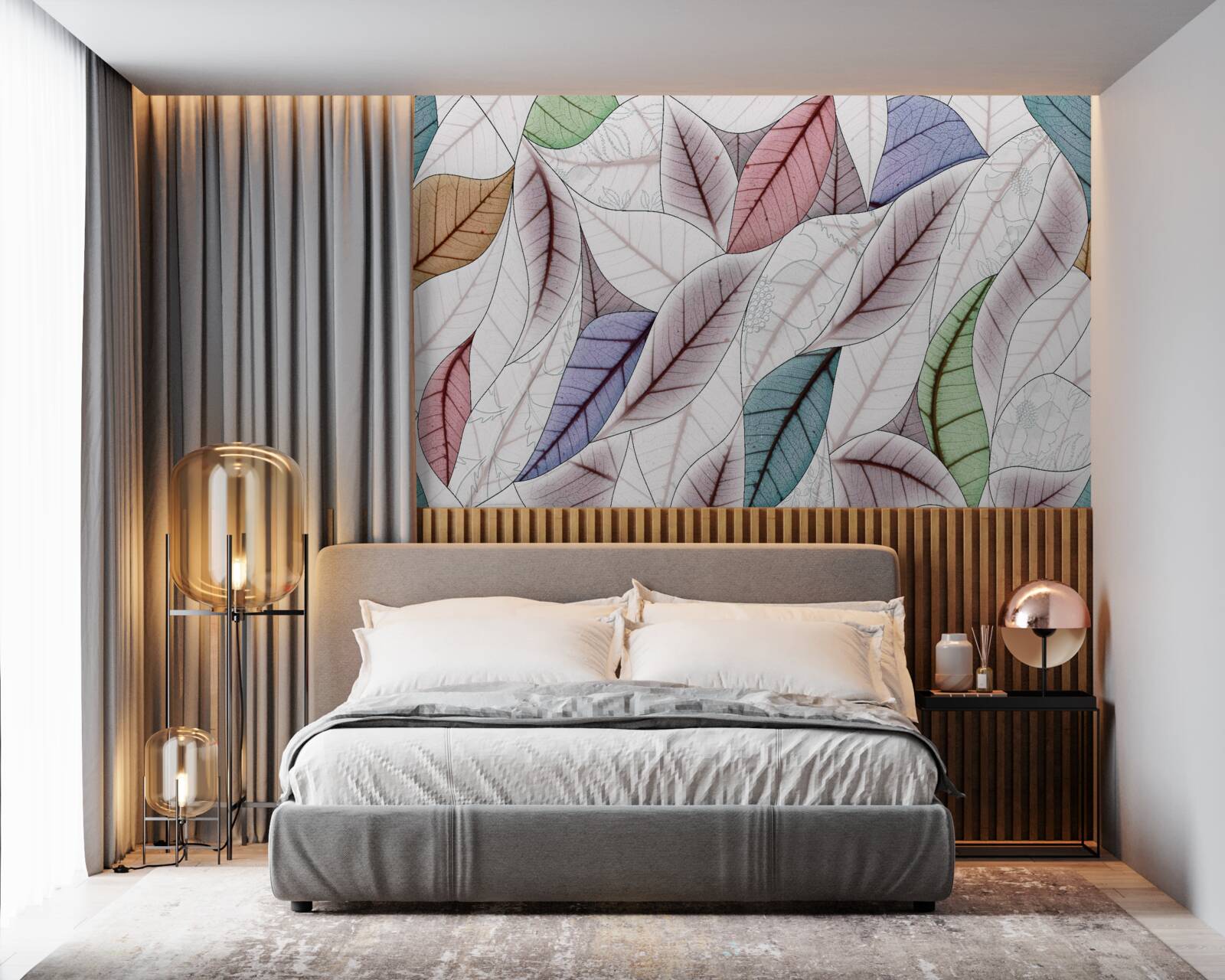 Fototapet pictură abstractă realizată din frunze de toamnă