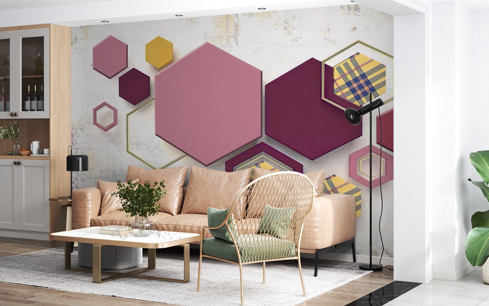 Fototapet forme pentagonale cu umplutură