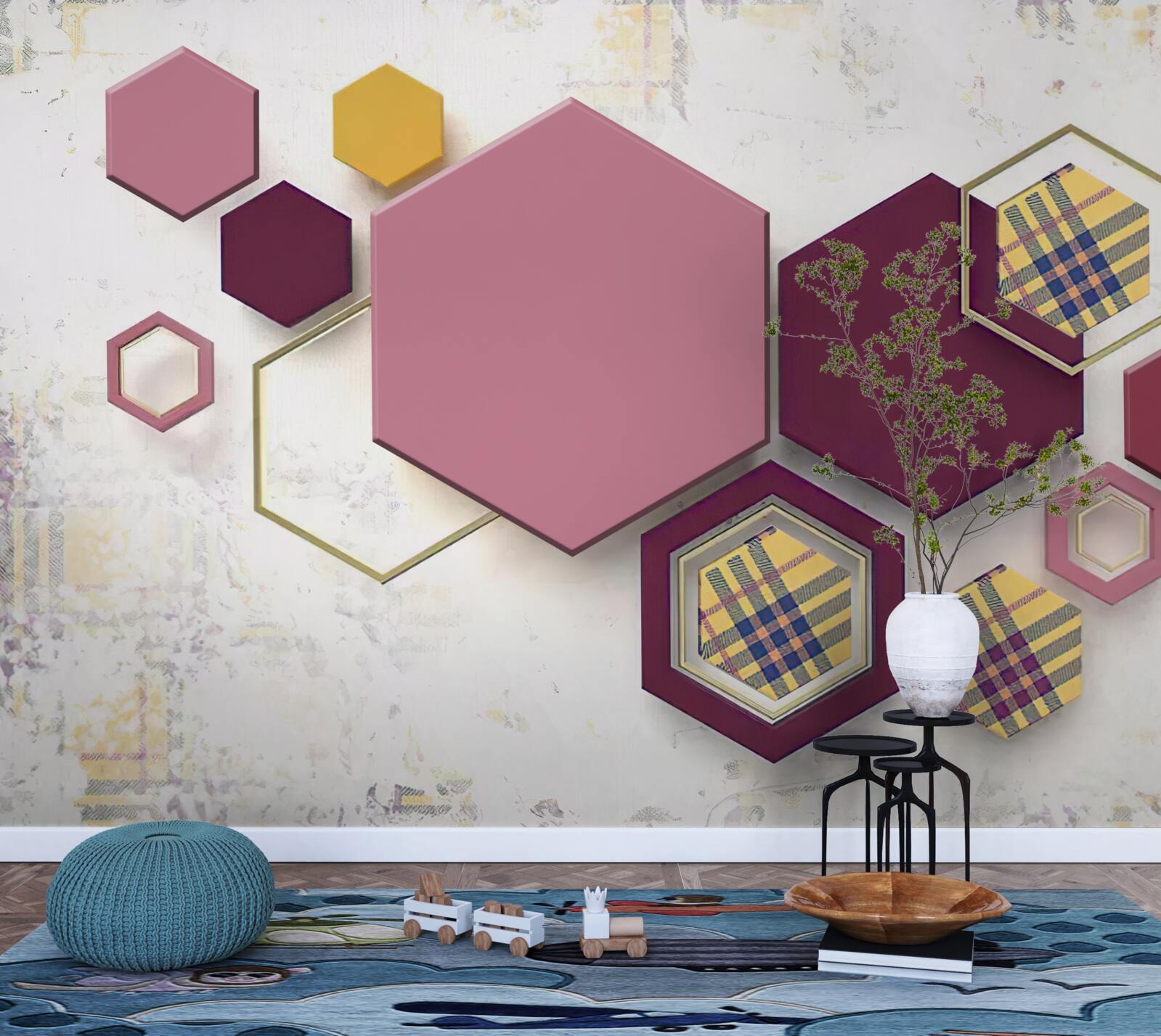 Fototapet forme pentagonale cu umplutură