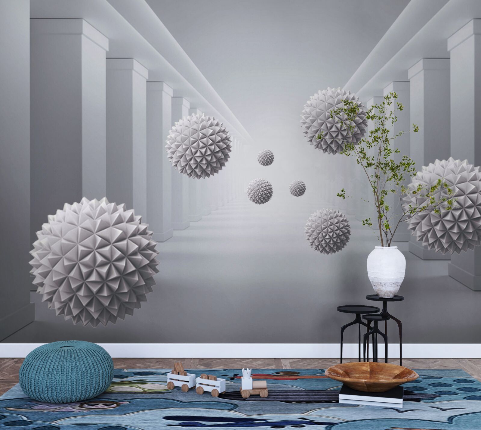 Fototapet gloanțele dispar într-un coridor fără sfârșit