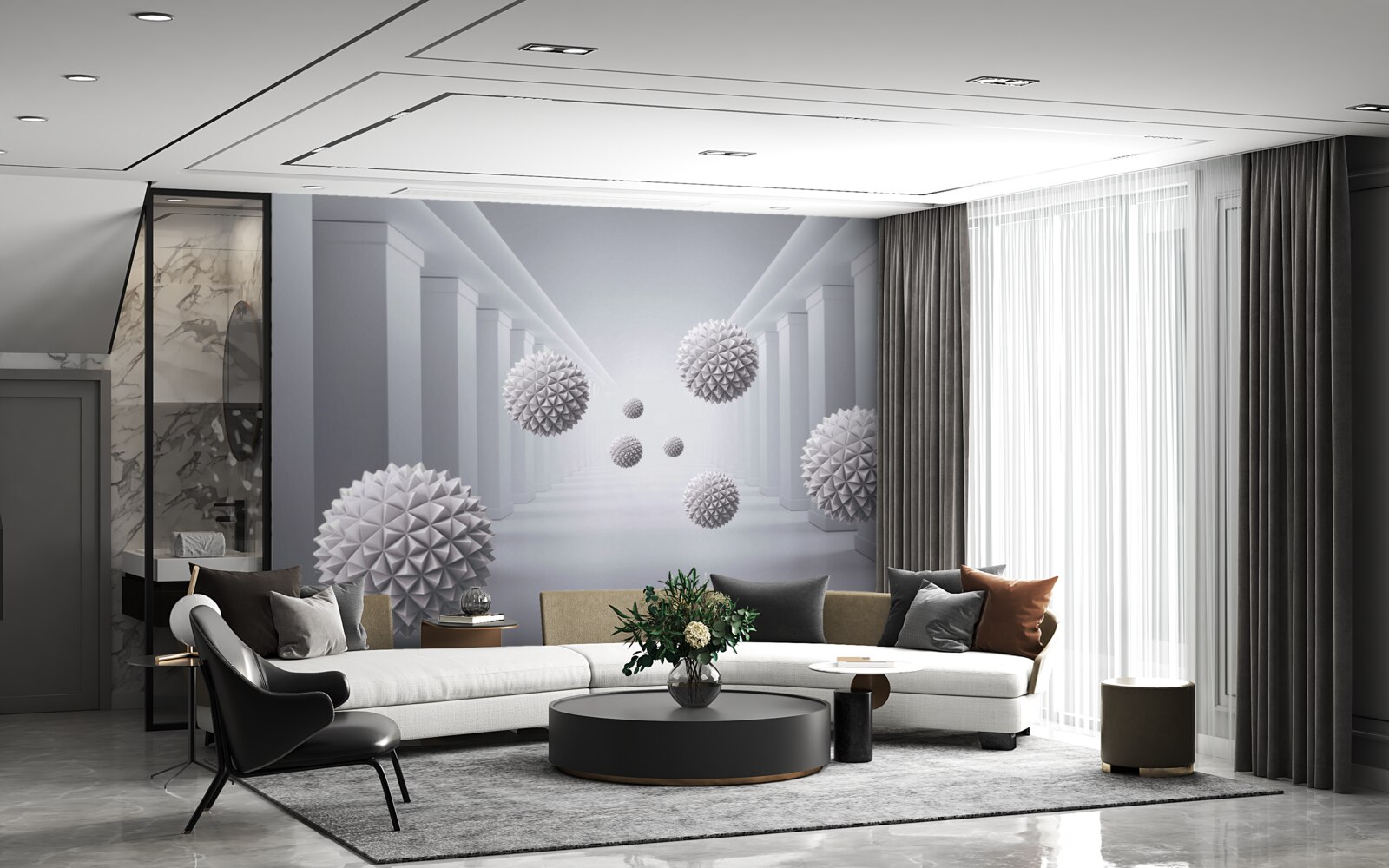 Fototapet gloanțele dispar într-un coridor fără sfârșit