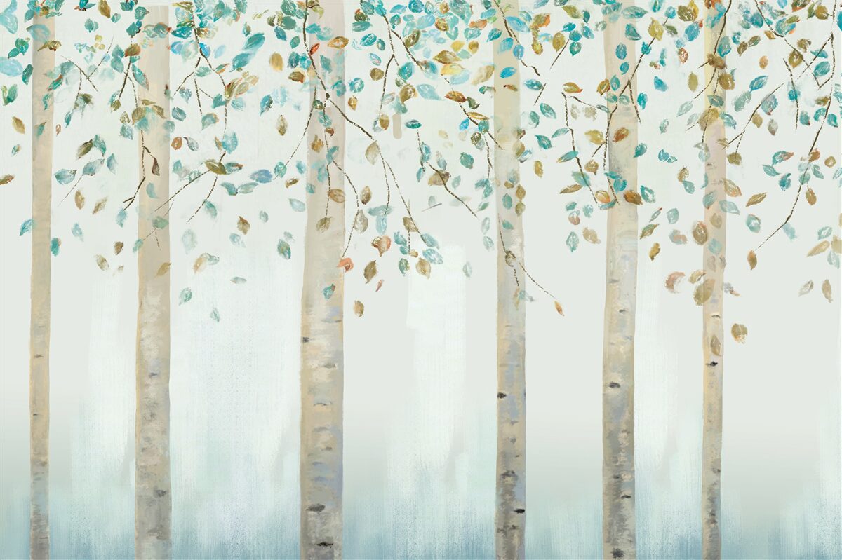 Fototapet mesteceni subțiri în abur