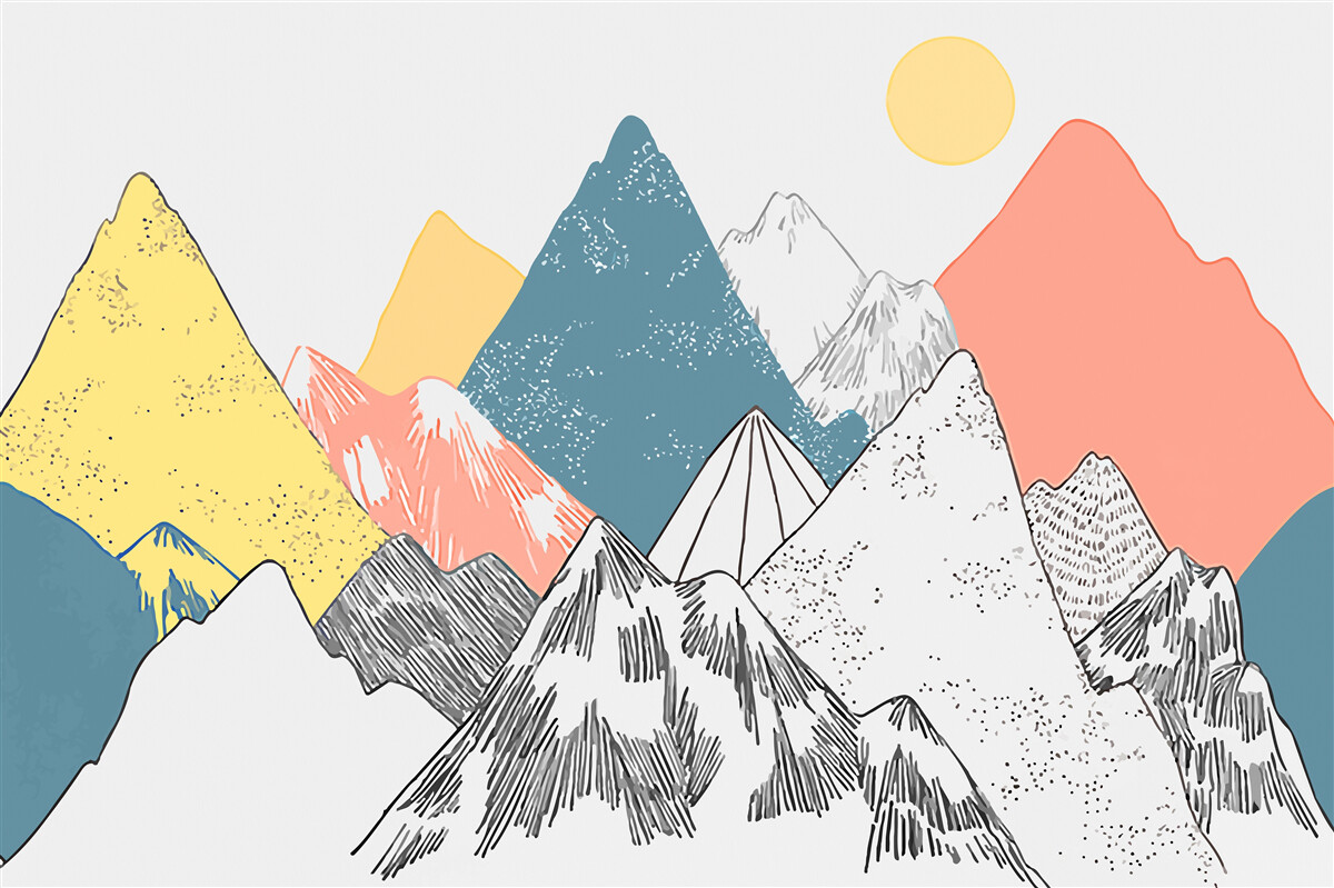 Fototapet apus de soare de iarnă în munții reci