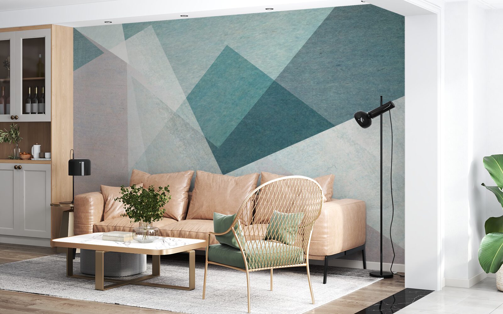 Fototapet vârfuri în nuanțe de albastru și roz