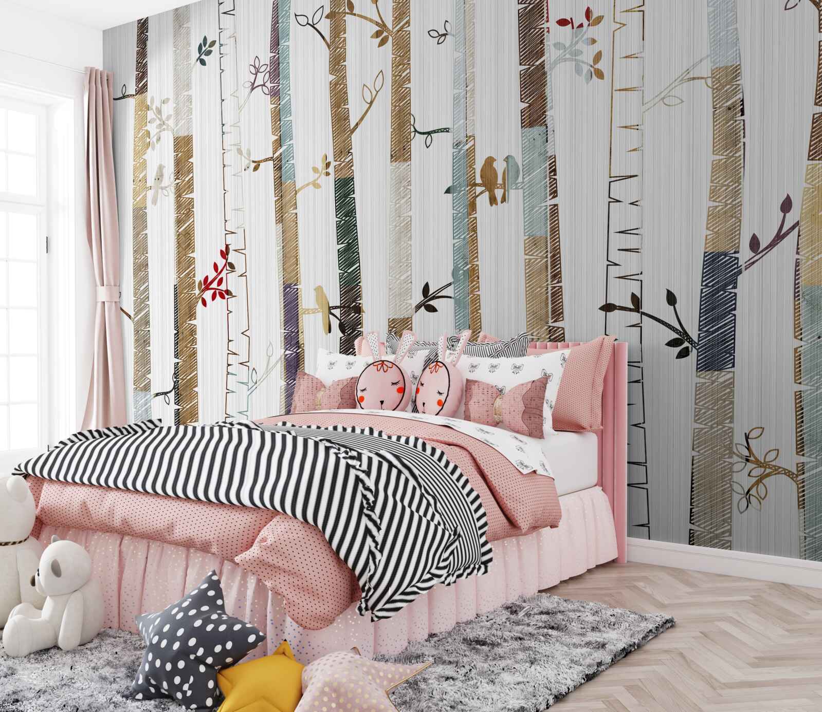 Fototapet reprezentarea grafică a diferitelor tipuri de copaci din pădure