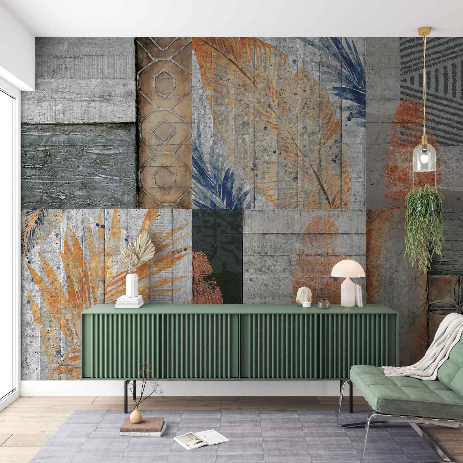 Fototapet figuri geometrice în frunze