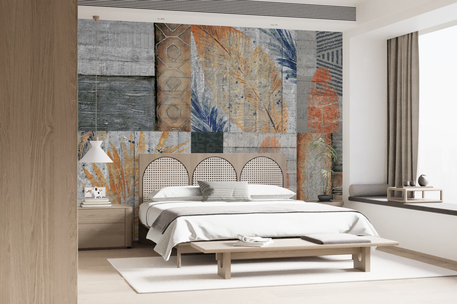 Fototapet figuri geometrice în frunze