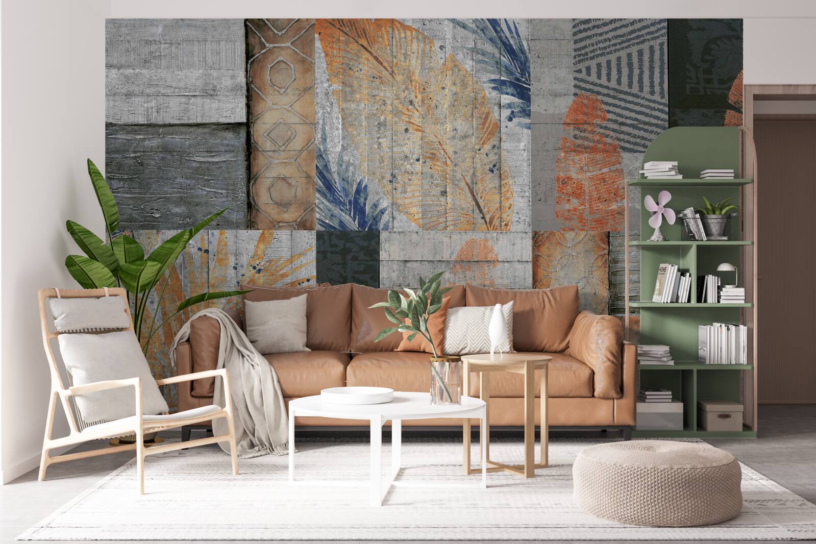 Fototapet figuri geometrice în frunze