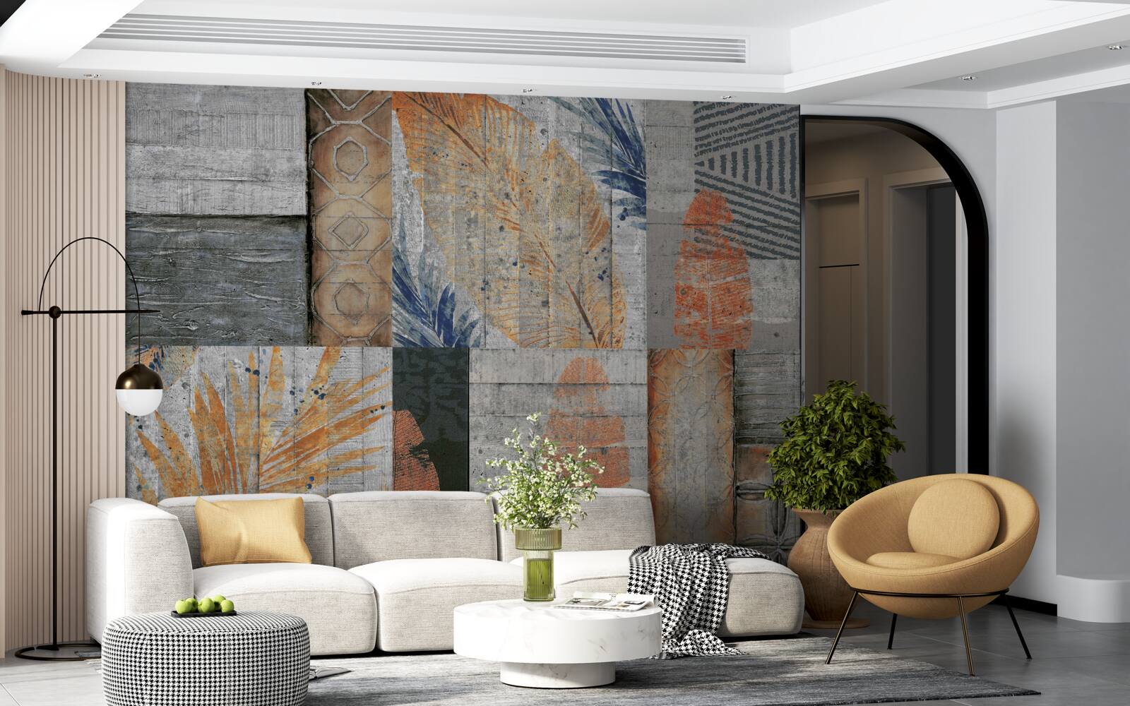 Fototapet figuri geometrice în frunze