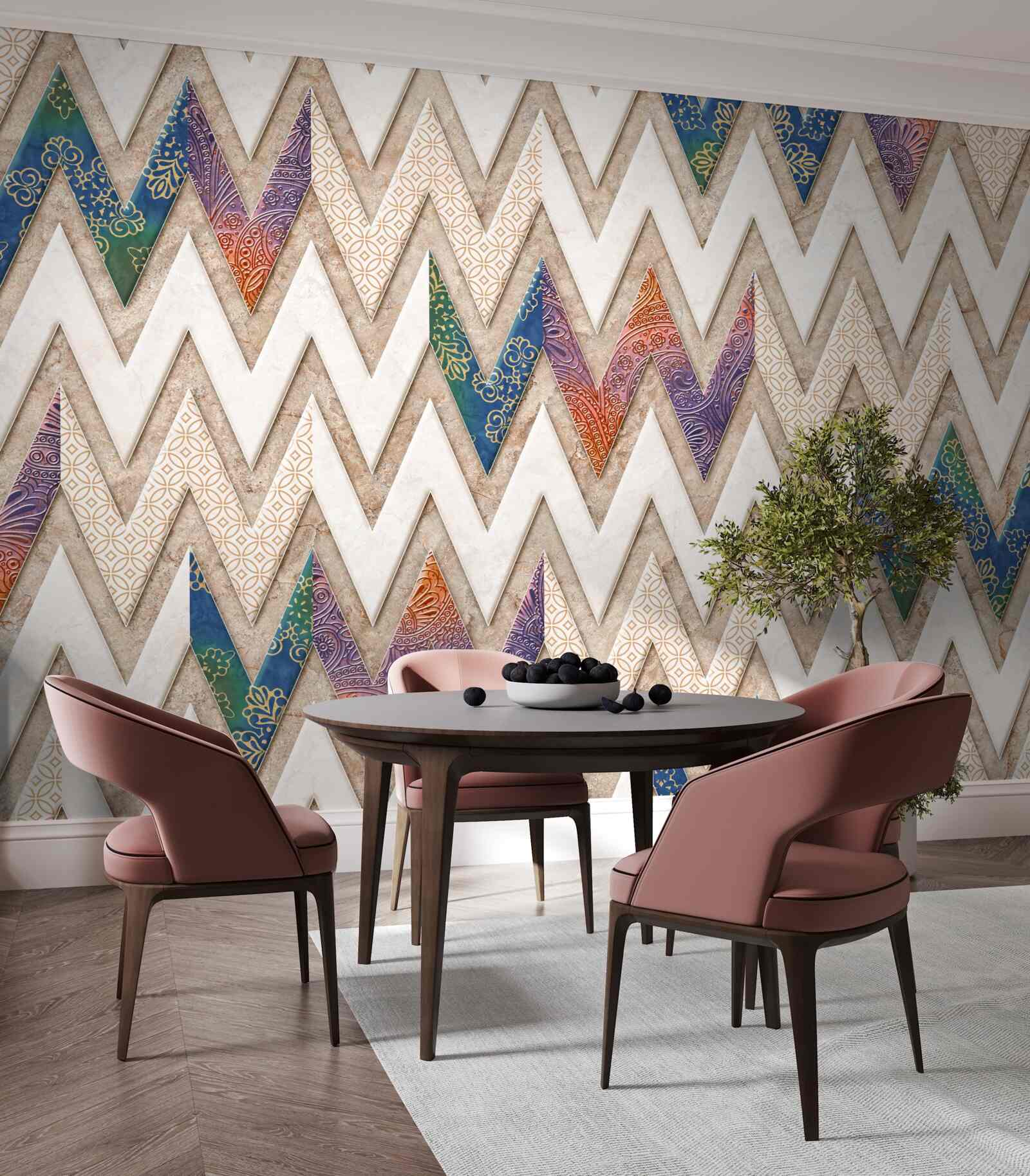 Fototapet linii ondulate policrome