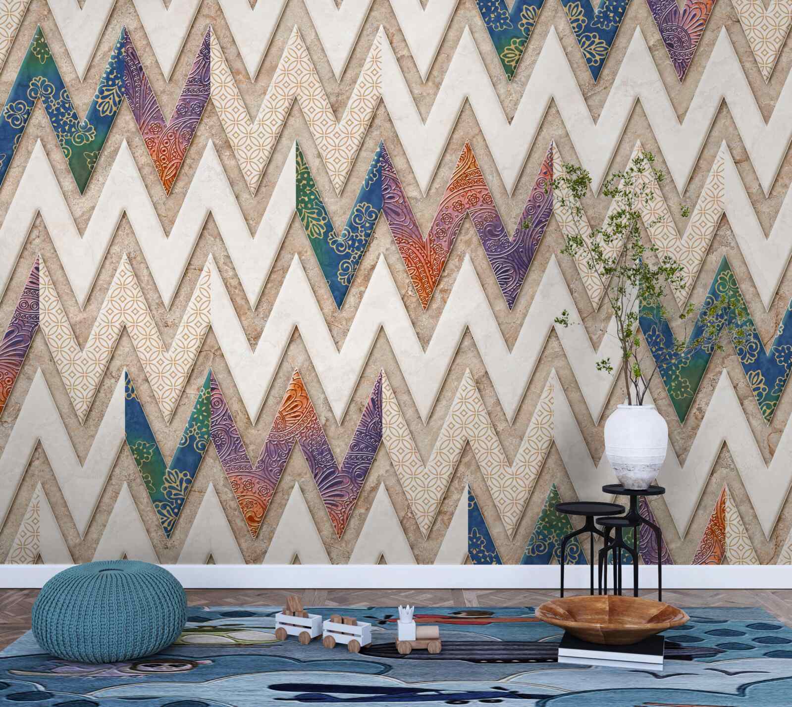 Fototapet linii ondulate policrome