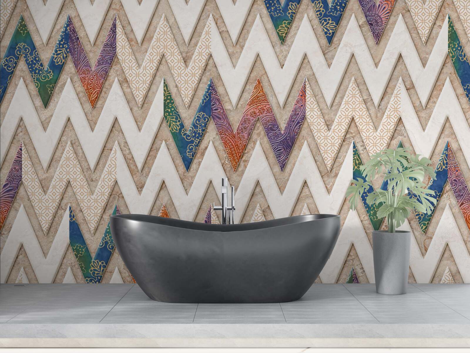 Fototapet linii ondulate policrome