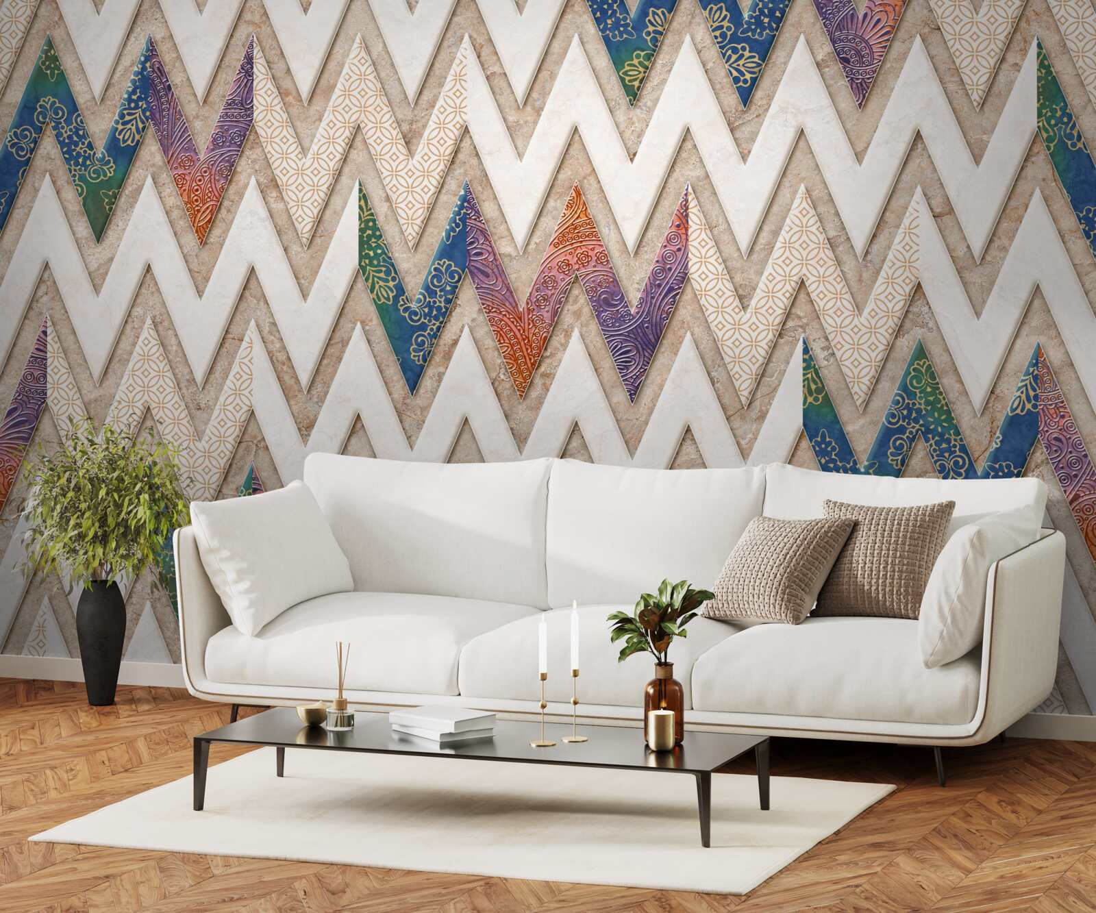 Fototapet linii ondulate policrome