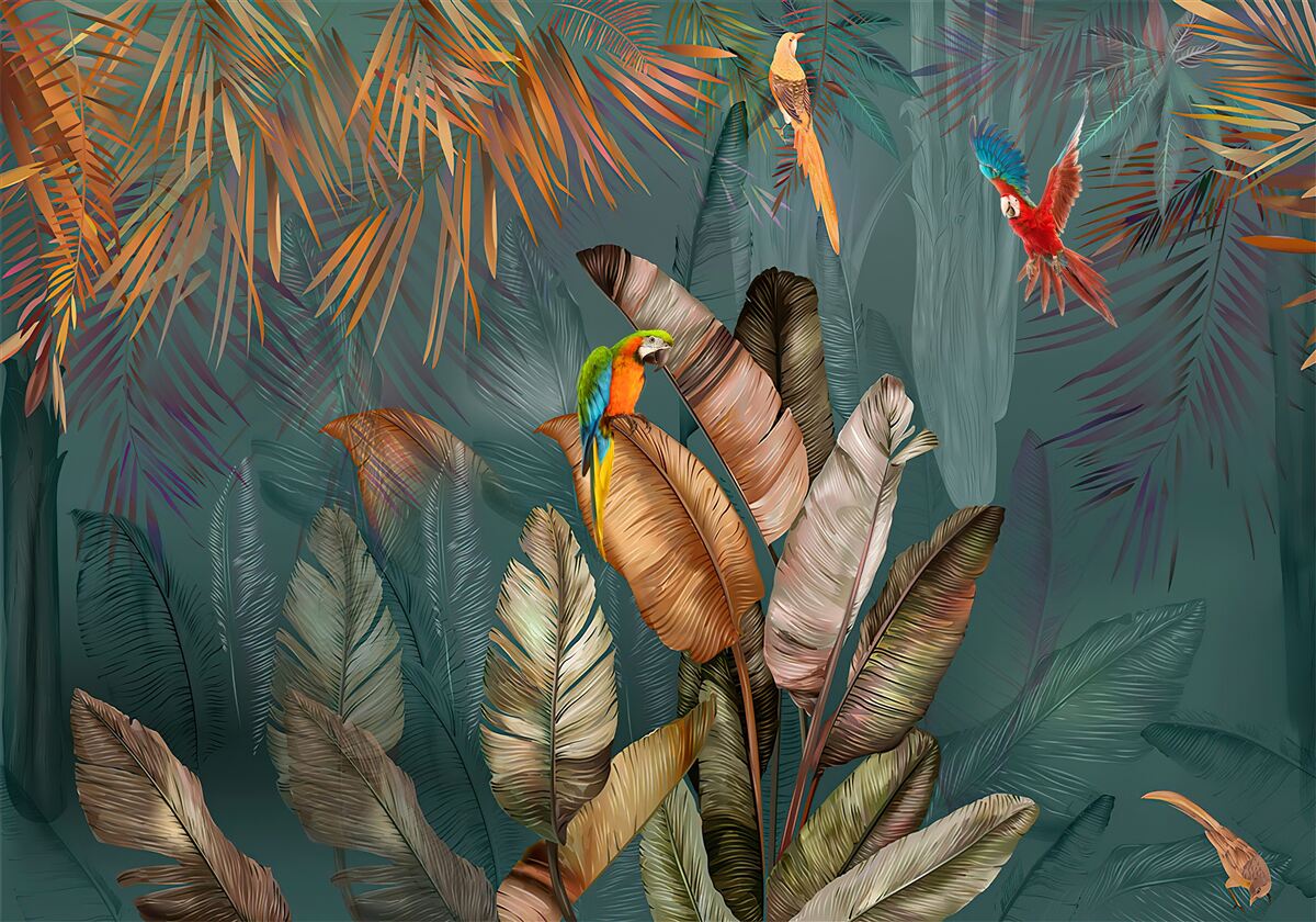 Fototapet întâlnirea a doi papagali