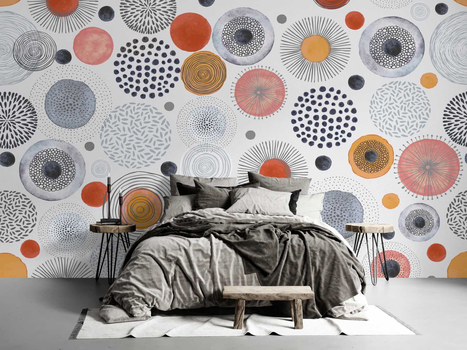 Fototapet covoare colorate care contrastează cu griul