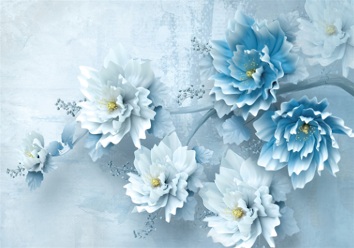 Fototapet florile sunt albastru pal