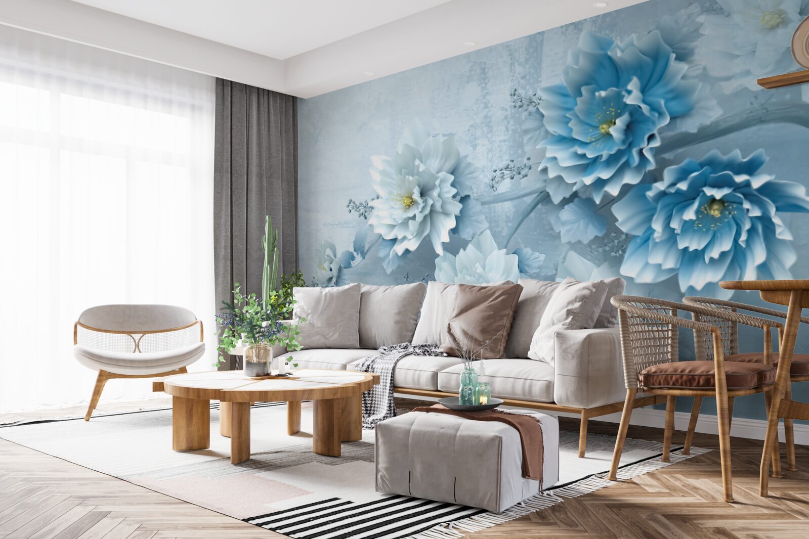 Fototapet florile sunt albastru pal