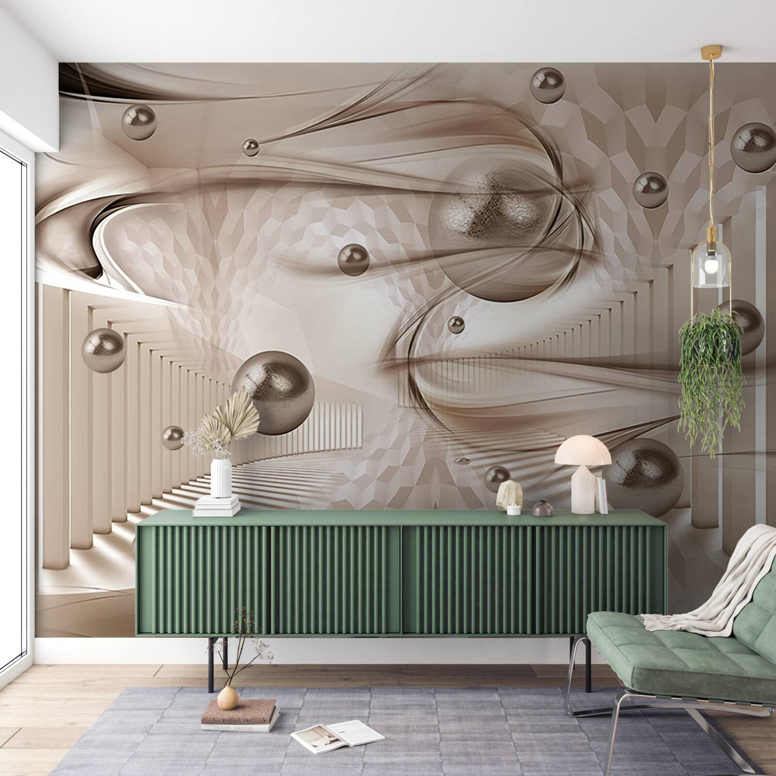 Fototapet mătase abstractă roz cu perle