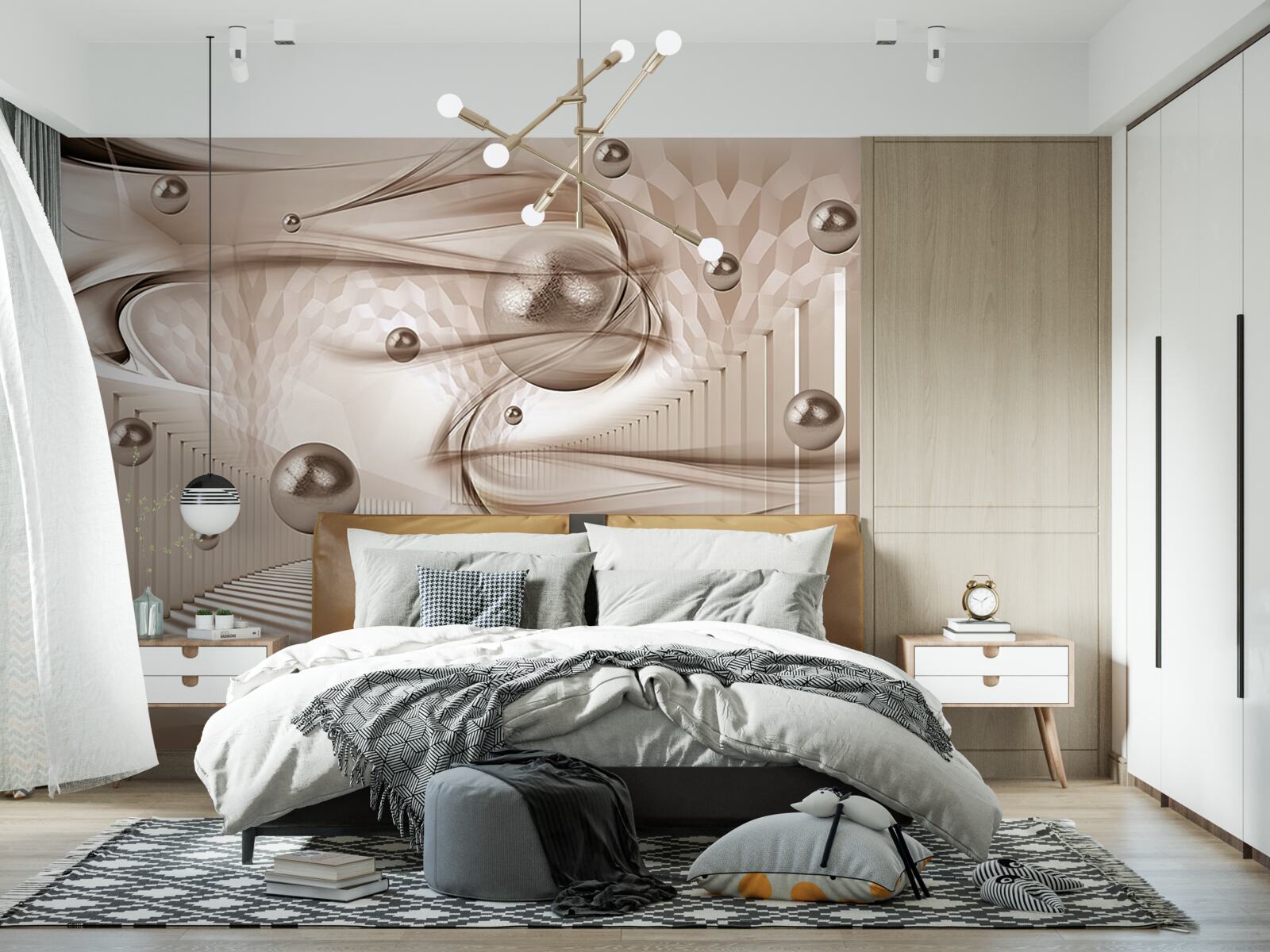 Fototapet mătase abstractă roz cu perle