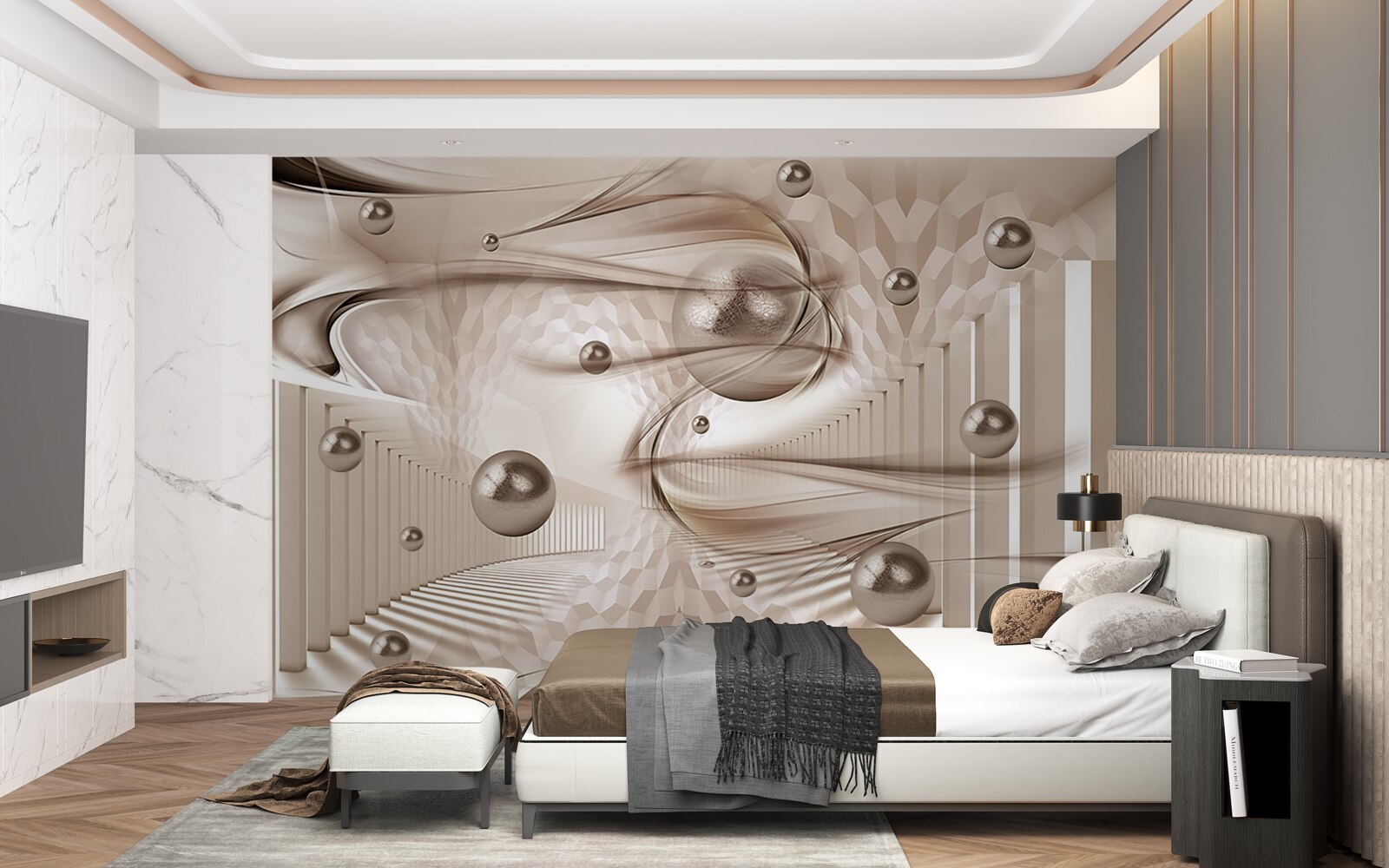 Fototapet mătase abstractă roz cu perle