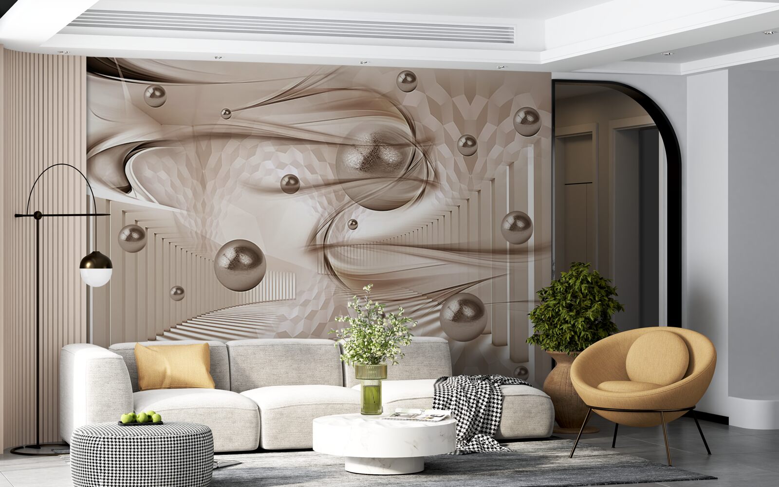 Fototapet mătase abstractă roz cu perle