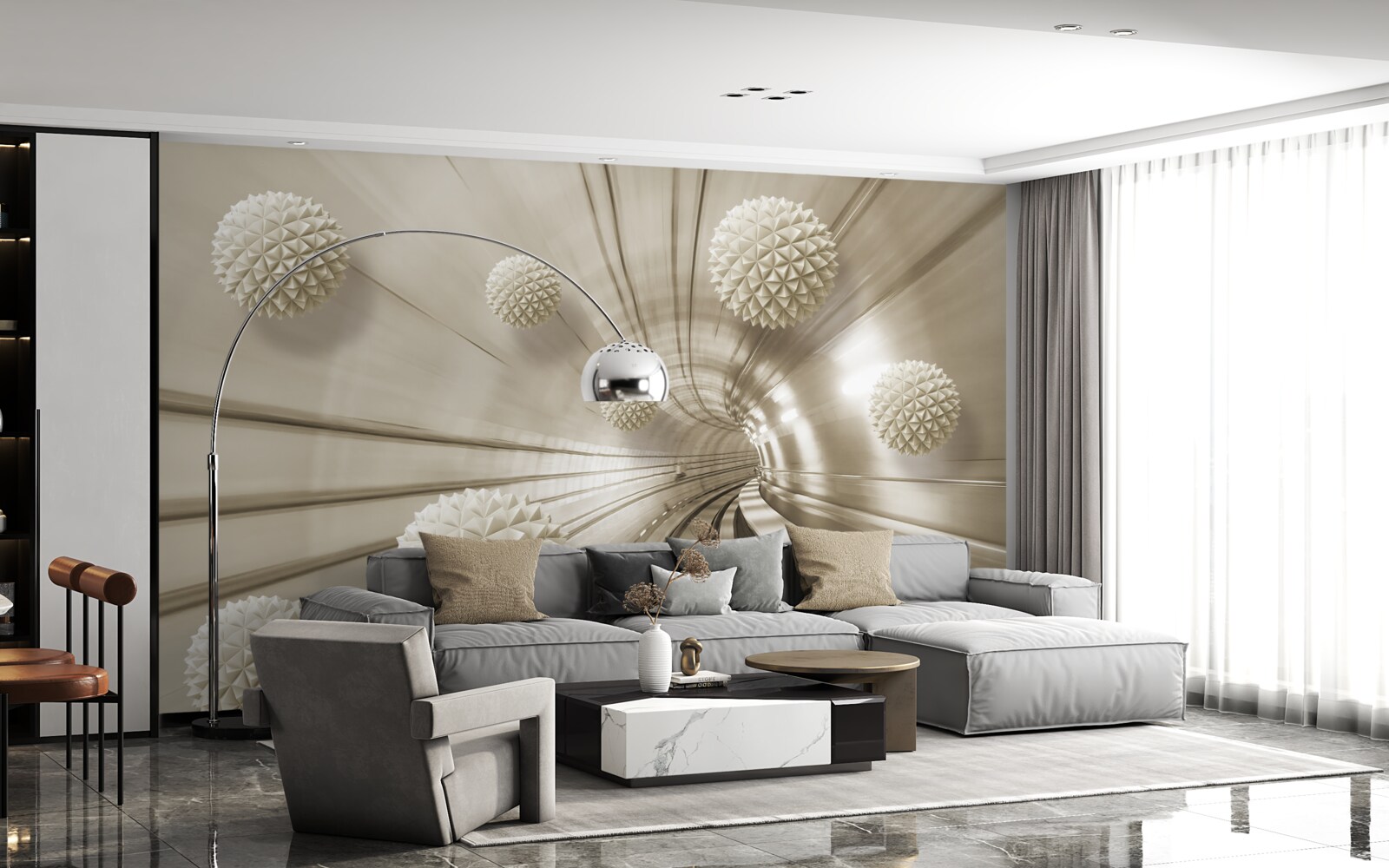 Fototapet bile maro deschis în pasaj