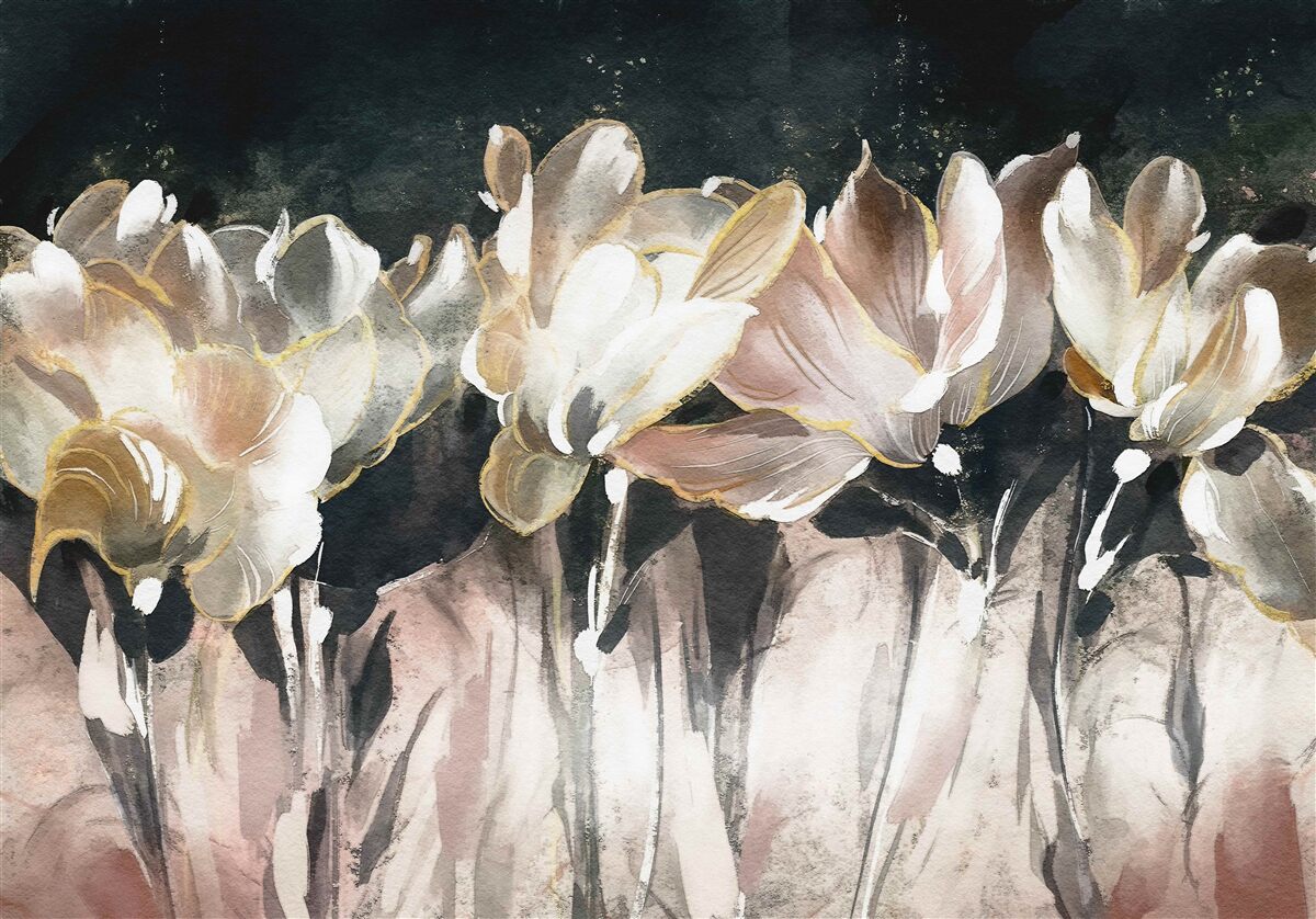 Fototapet floră în culori pastelate