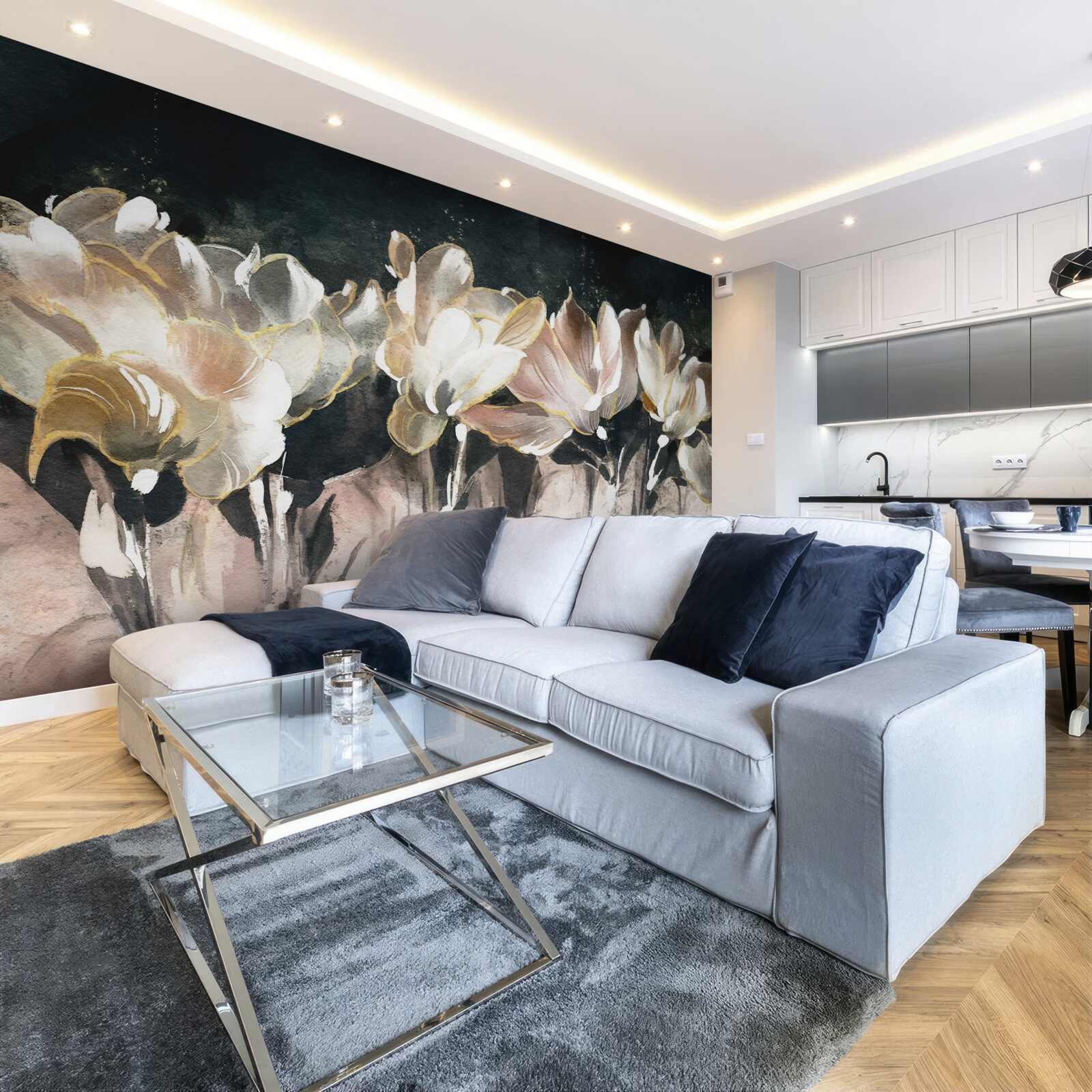 Fototapet floră în culori pastelate