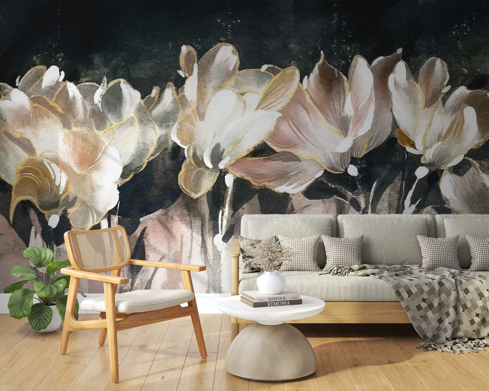 Fototapet floră în culori pastelate