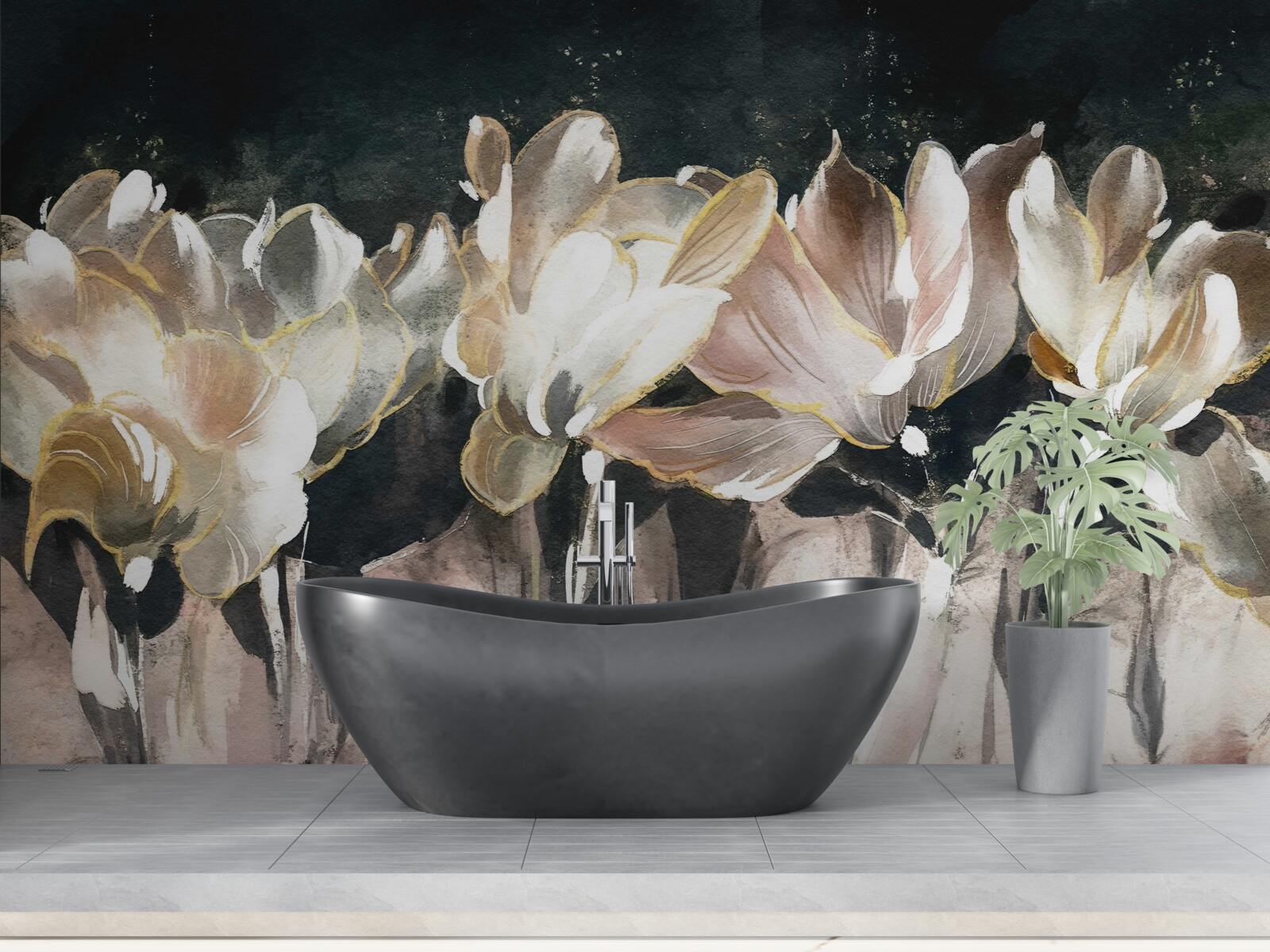 Fototapet floră în culori pastelate