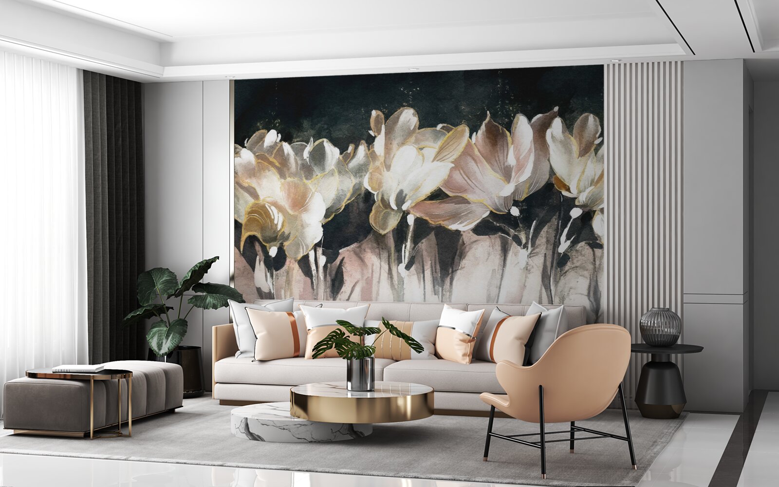 Fototapet floră în culori pastelate