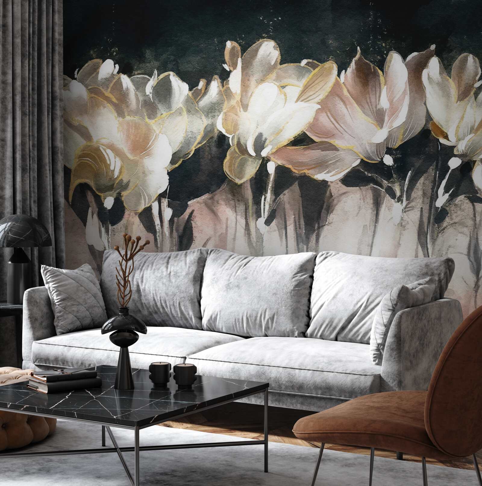 Fototapet floră în culori pastelate