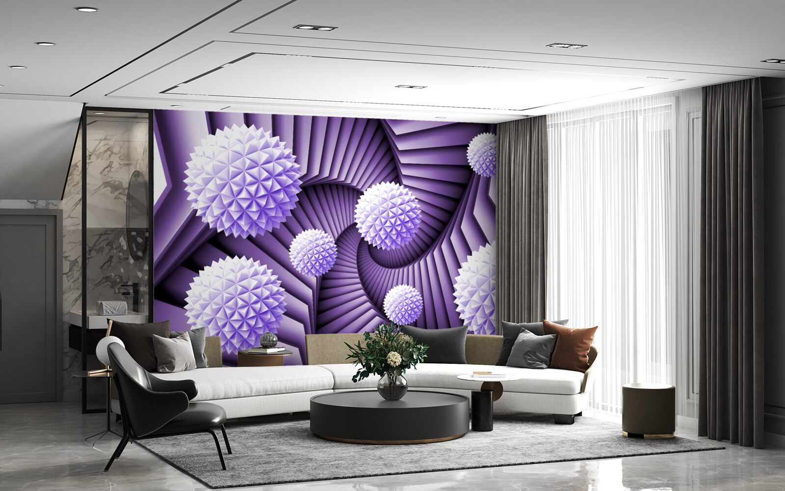 Fototapet scara și mingea în abstract